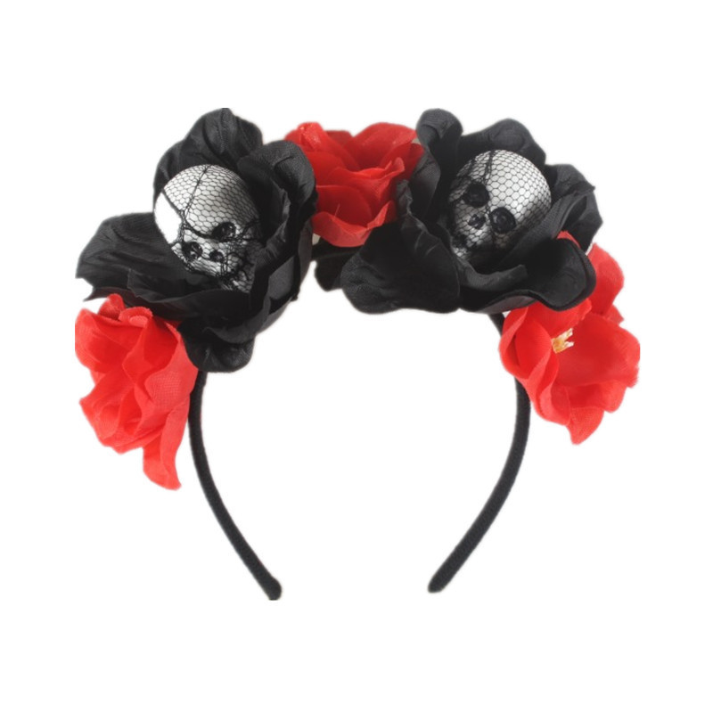 Funny  Halloween Orange Rose Gauze Skull Party Baby kids Headband