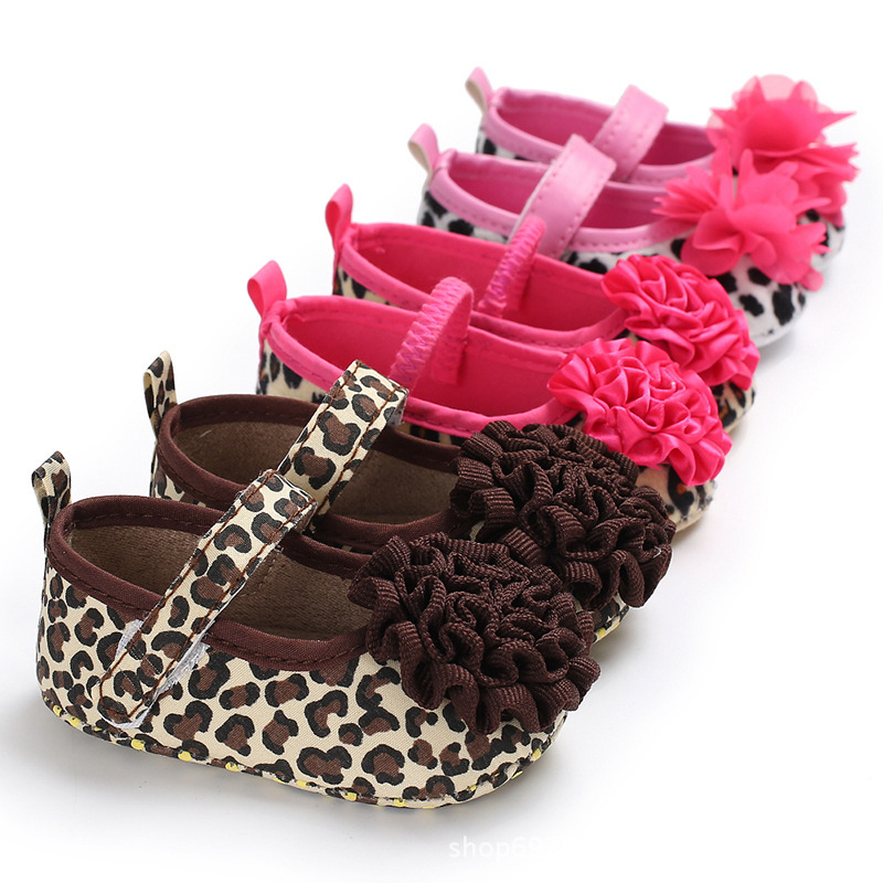 Promotional Korea Style Fancy Leopard Print Baby Toddlers Girls Shoes for Autumn and Spring