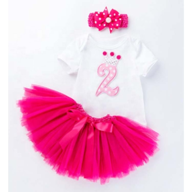 Wholesale Baby Girl Birthday Romper With Tulle Tutu Skirts And Headband 