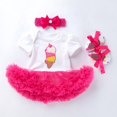 Factory Sale Birthday Smash Cake Baby Romper With Tutu Skirts And Baby Shoes And Hairband 