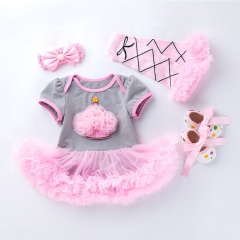 Wholesale Cotton Short Sleeve Bodysuit With Tutu Skirts Outfit Set
