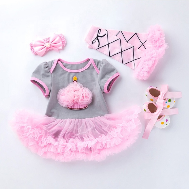 Wholesale Cotton Short Sleeve Bodysuit With Tutu Skirts Outfit Set