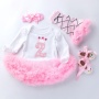 Wholesale Newborn Baby Girl Birthday Clothing Set Romper With Leg Warmer And Baby Shoes And Headband