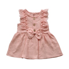 Pink summer cotton toddler children baby girl wear  causal dress