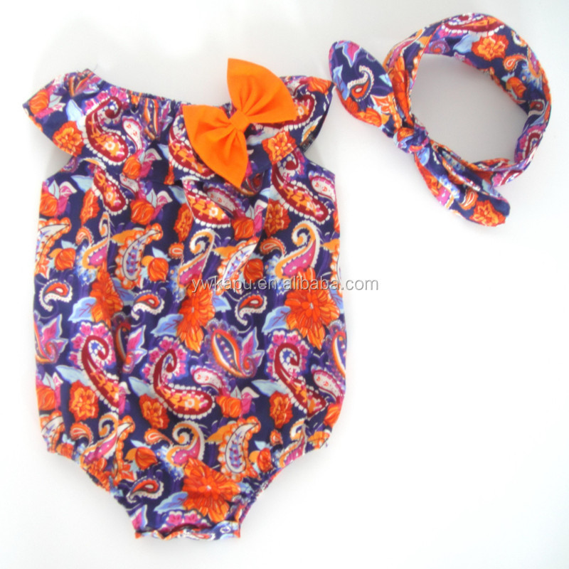 Summer wholesale boutique bubble romper baby wear solid color baby seaside clothes romper with headband