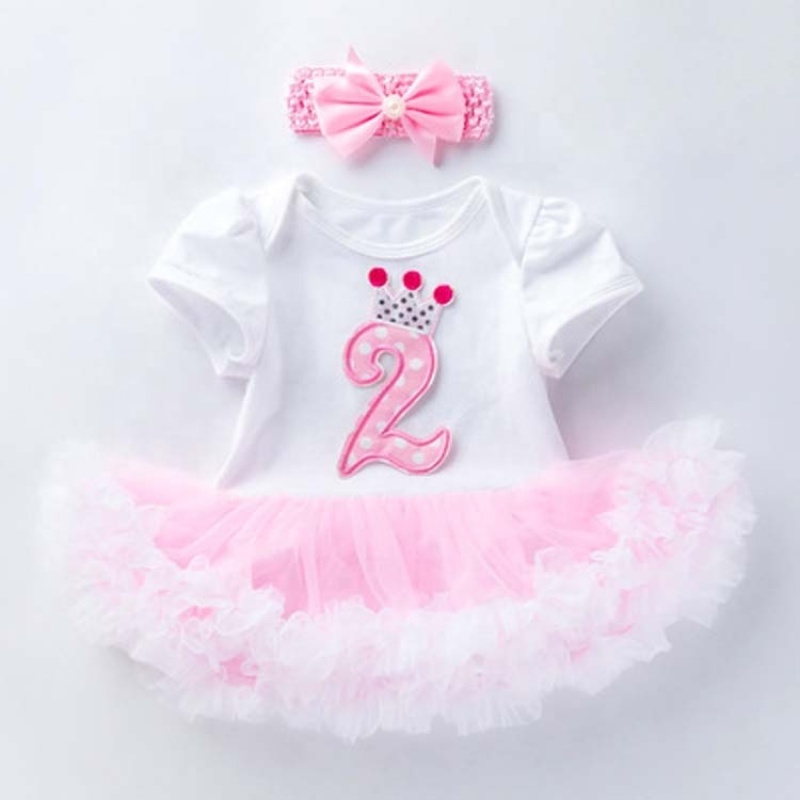 Hot Sale Toddler Girl Pink Design Cotton 2 Piece Romper Set For Birthday