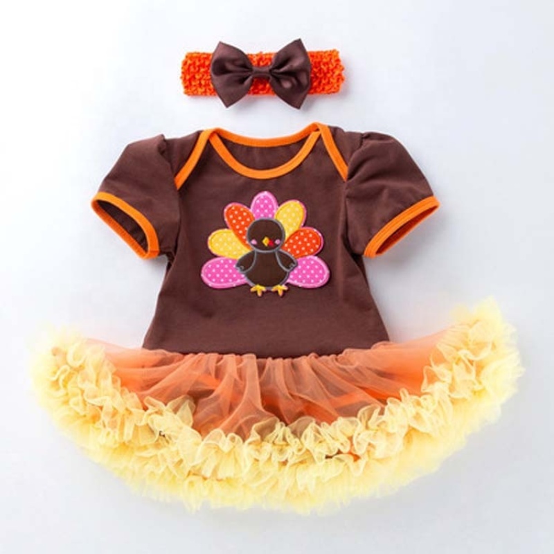 2021 summer thanksgiving day cute breathable baby cotton  tutu romper dress