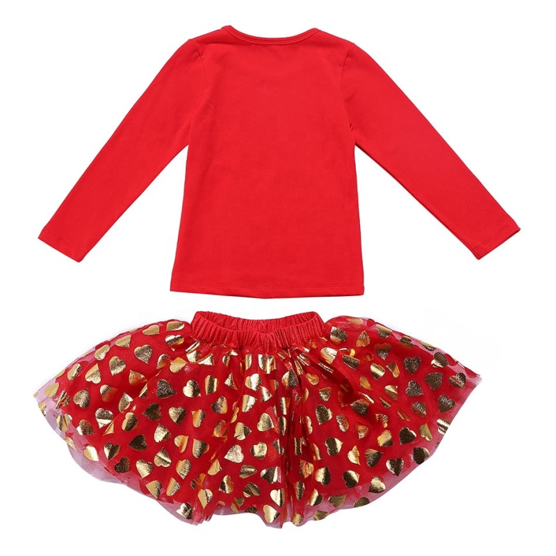 2019 Valentine Theme Children Girls Tutu Skirts Sets with Love Printed Top