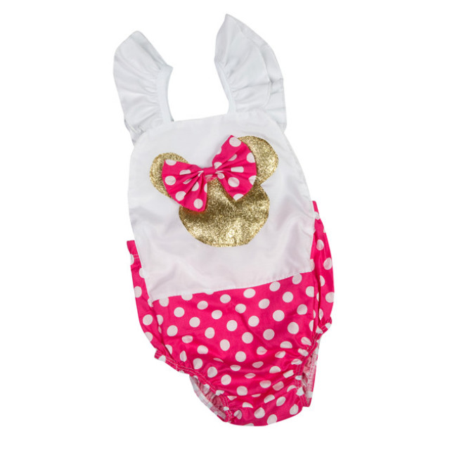 2016 New design  baby girls romper with mickey print polka dots for 0-3 years