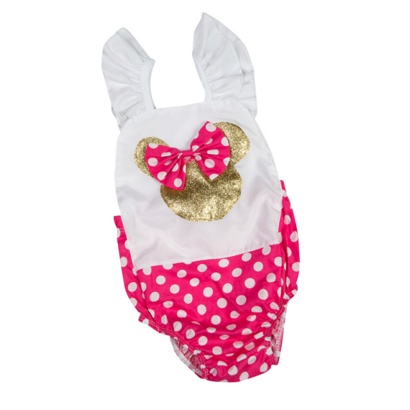 2016 New design  baby girls romper with mickey print polka dots for 0-3 years
