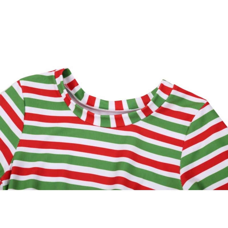 Fashionable Kids Girls Striped Christmas High-low Dress