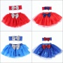 2018 Newest design chiffon fabric skirt with sequin headband set 4th of July tutu skirts for girls