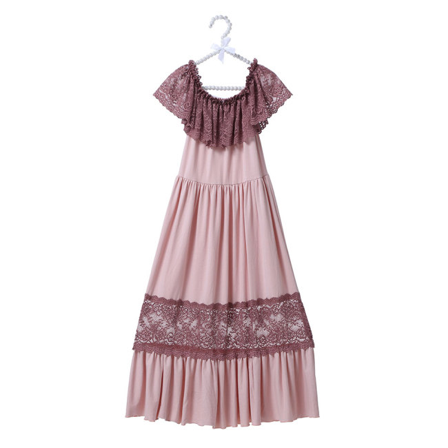 Wholesale Newest Boutique Baby Girl Long Maxi Lace Dress
