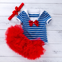 wholesale 4th of July cotton infant baby romper bloomer clothing set