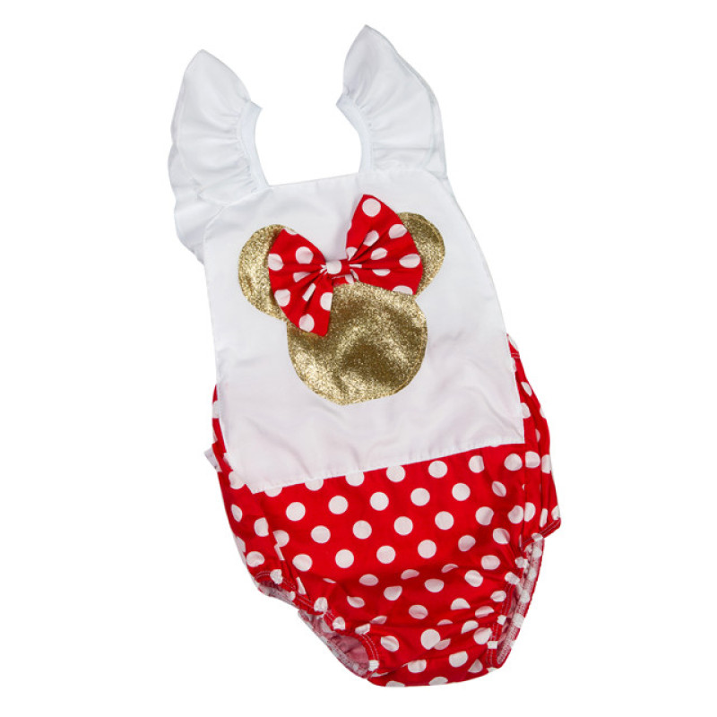 2016 New design  baby girls romper with mickey print polka dots for 0-3 years