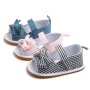 Hot selling flat buckle strap plaid  bow sandals custom new born baby shoes
