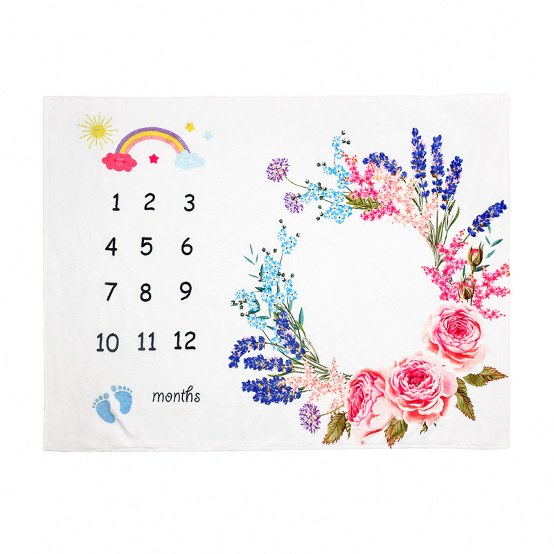 KAPU Photography Thick Fleece Monthly  Milestone Wings Flower Baby blanket Blanket