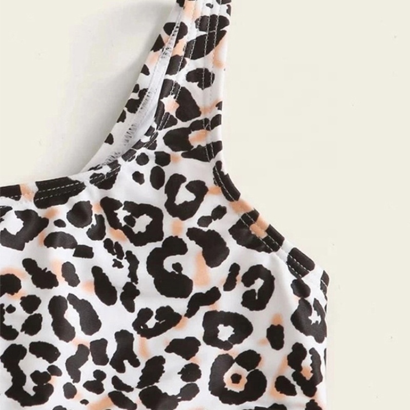 2021 fashionable two piece one shoulder leopard print swimwear