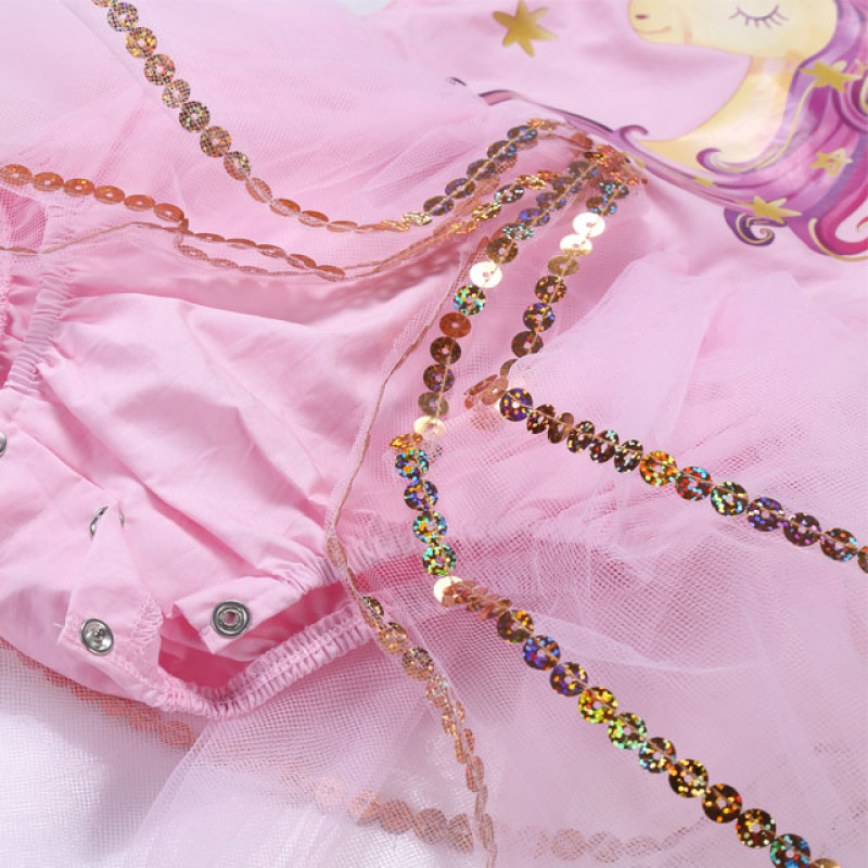 High quality vintage baby girl unicorn tutu romper sequin baby clothing romper