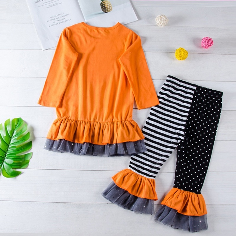 Factory halloween sequins stylish cartoon ruffles long flared pants costume kid