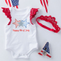 4th of July 100%cotton baby wings romper