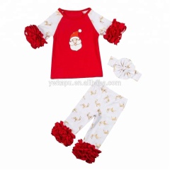 High Quality Baby Autumn Clothes Sets Girls Boutique Dresses Outfits Plain Color Ruffle Style Long Sleeve Tops +Pants