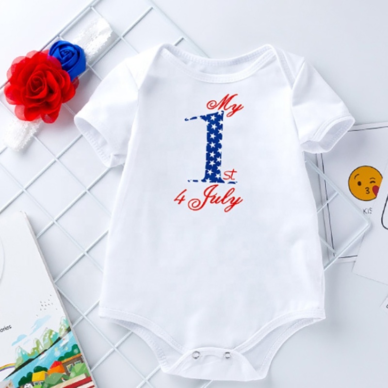 Summer 4th of July 100% cotton cute infant baby boy romper