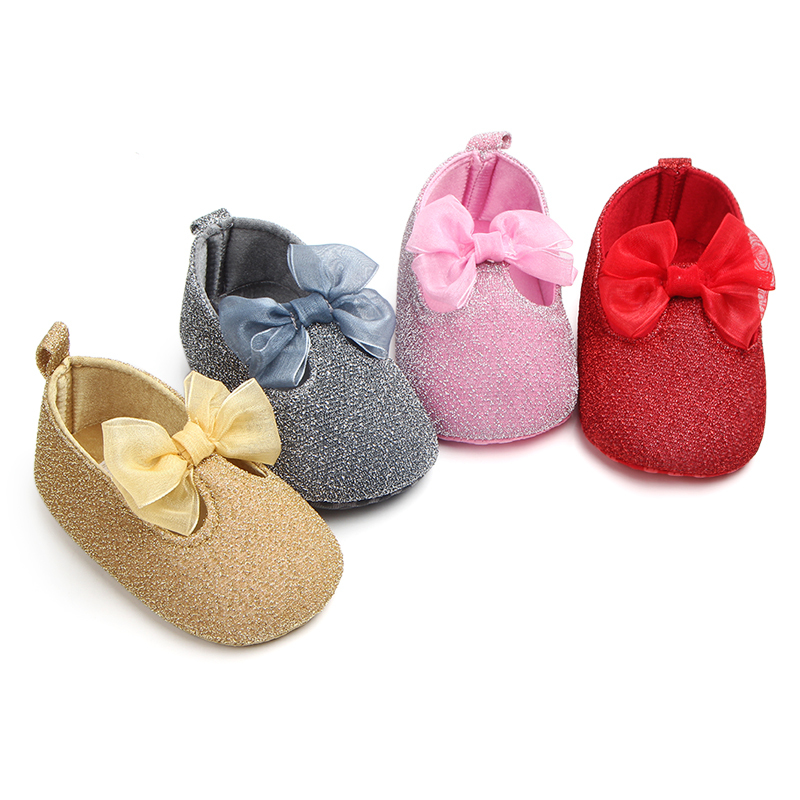 Newborn Baby Moccasin Prewaker Shoes Shiny Princess Toddler Shoes For Girl