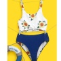 Factory two piece sexy high waist flower swimsuits wimwear