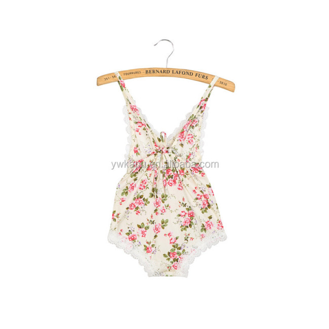 2018 Newest Custom Design Vintage Lace Romper Baby Girl Jumpsuit Boutique Children Romper