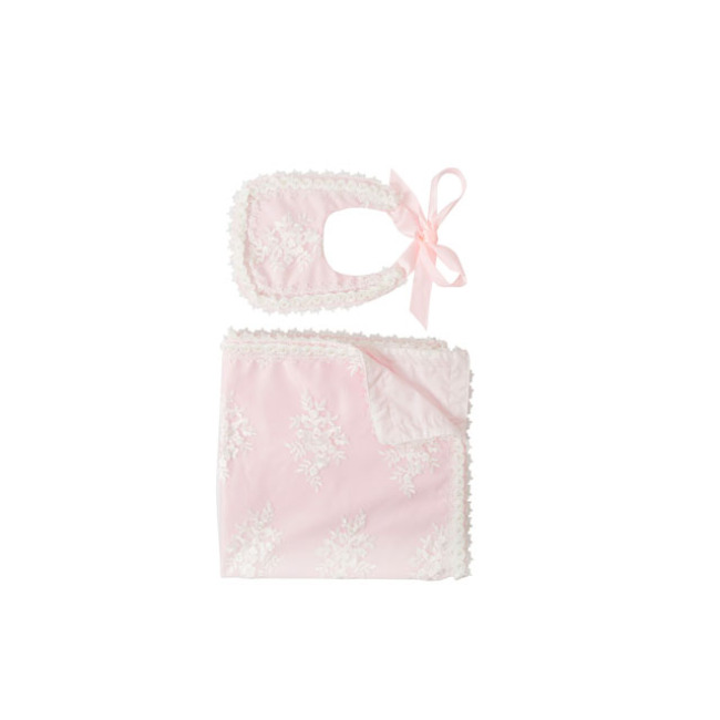 Latest design Organic Cotton Pink Muslin Baby Swaddle Blankets Bibs Set