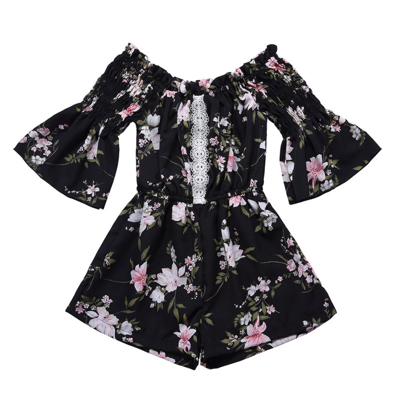 Wholesale oem fall Smocked flutter sleeves baby girl floral knit baby rompers