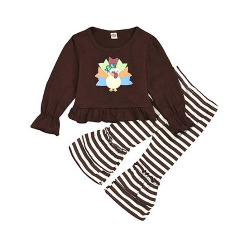 2021 thanksgiving black fashion kids fashion flare pants baby girls clothing sets clothes
