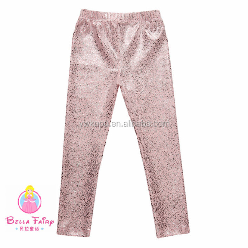 Popular fashion latest shiny leather pants wholesale baby girl leggings