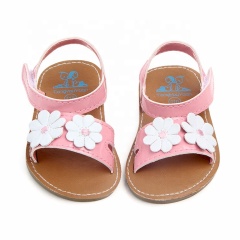 Summer pink high quality shoes flower double strap infant sandals
