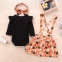 Manufacturer halloween printed stylish suspender long sleeve dress designer baby girl clothes