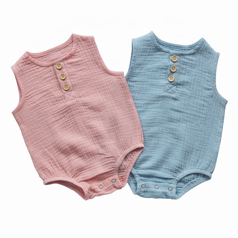 New arrival baby double layers gauzed sheer baby clothes romper