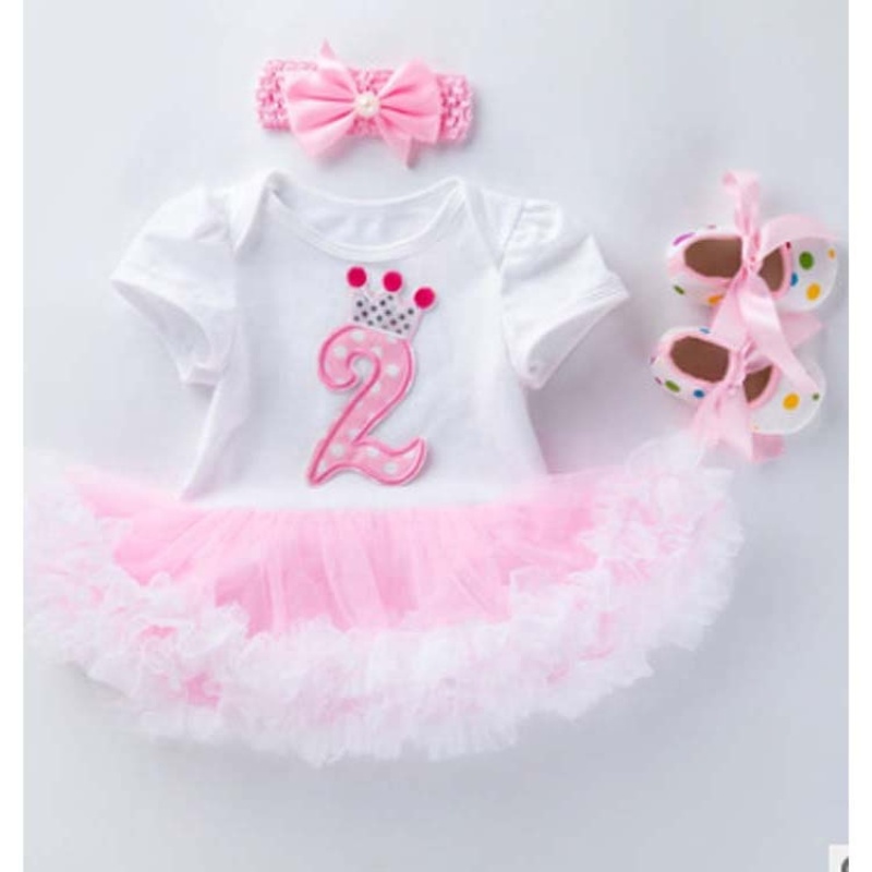 Wholesale Baby Birthday Tutu Tulle Dress With Baby Shoes And Headband Set