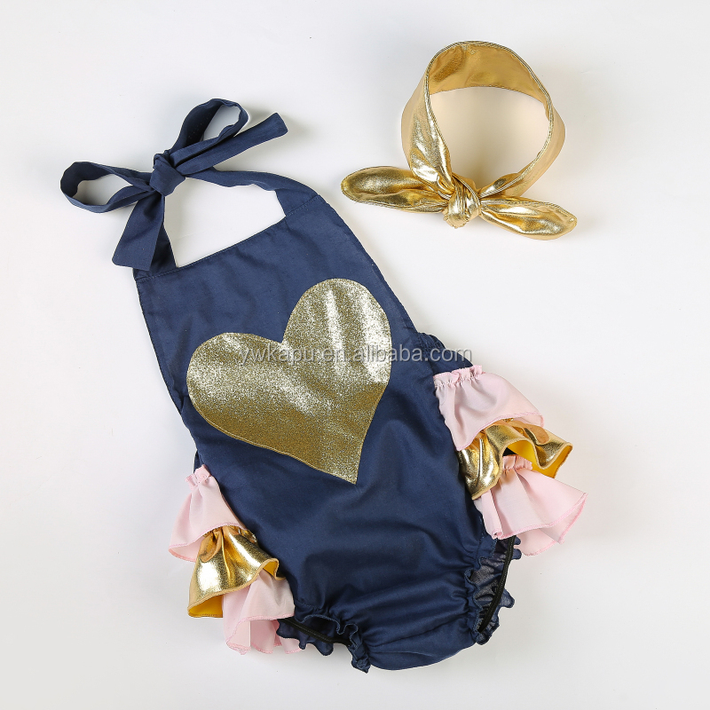 2016 Hot sale baby onsie baby romper sparkle heart bubble rompers for girls made in China