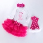 New Arrival Cotton Baby Girl Birthday Bodysuit With Tutu Skirts And Leg Warmer And Headband 