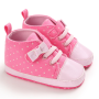 Wholesale Light Anti-Slippery White Pink Hook and Loop Canvas Shoes for Baby Girls