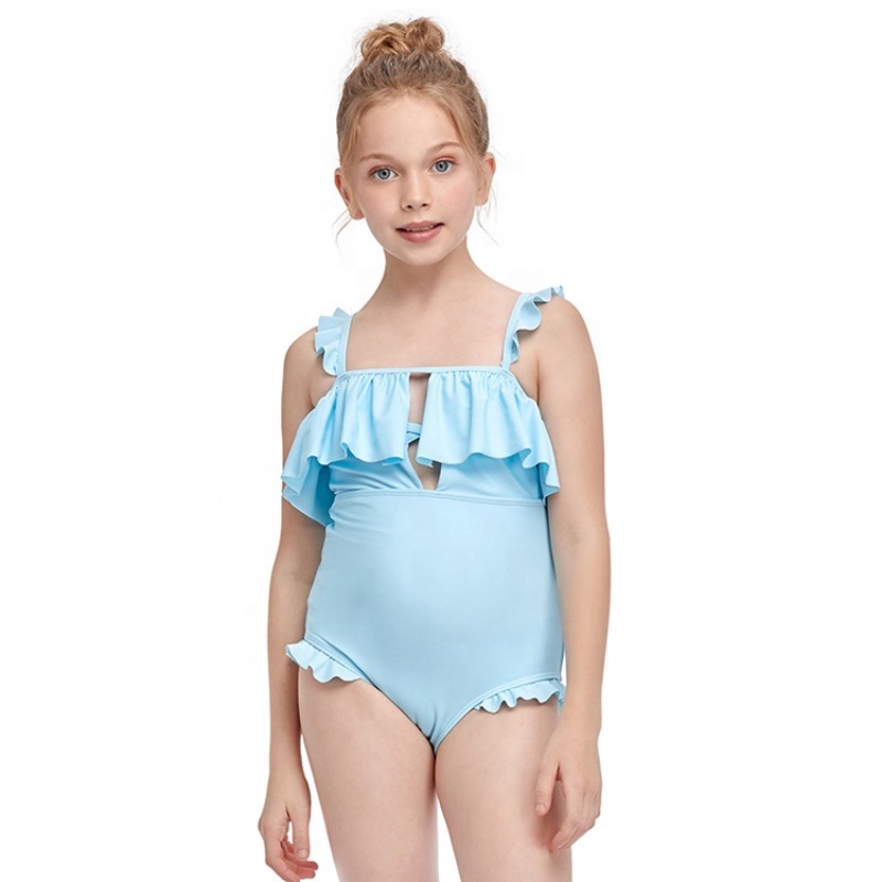 2021 fashion yellow blue ruffle swimsuit one piece sexy girl bikini
