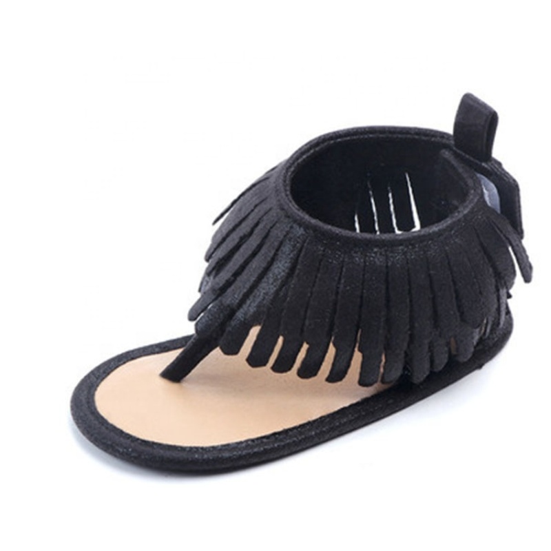 Promotional trendy tassel flip flop baby girl custom slide sandals