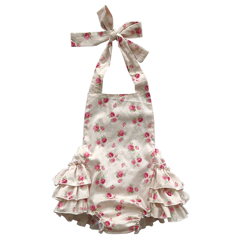 cute sweet floral baby halter bubble ruffle romper whole sale RST