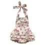 cute sweet floral baby halter bubble ruffle romper whole sale RST