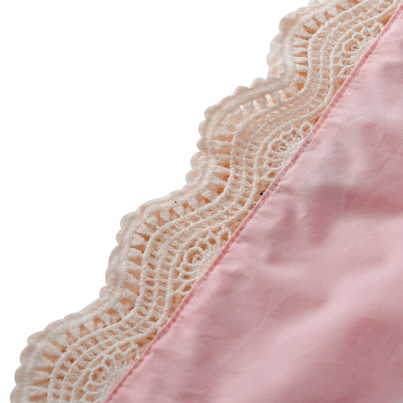 Factory Wholesale Solid Color Print  Laced Soft Cotton Baby Quilt Embroidered  Blanket For Girl