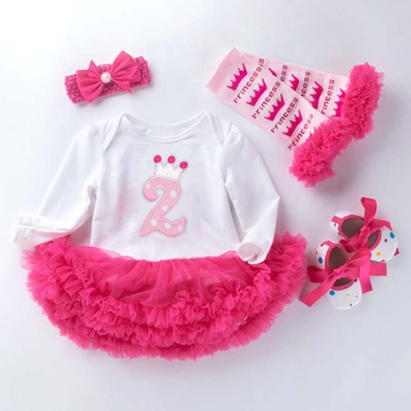Factory Direct Sale Little Baby Girl Long Sleeve Birthday Clothing Set