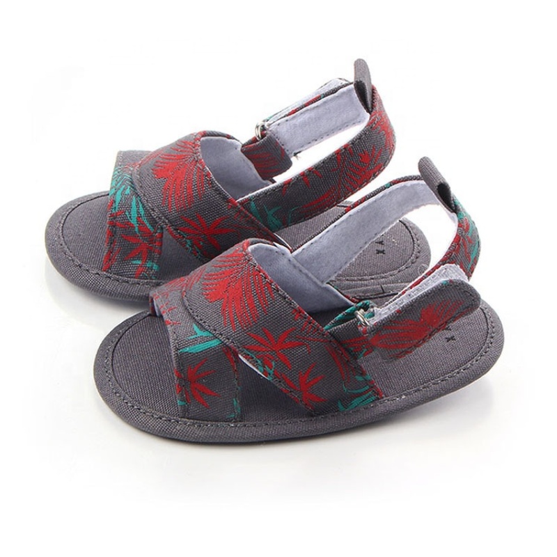 New Fashionable grey custom printed shoes baby girl sandals