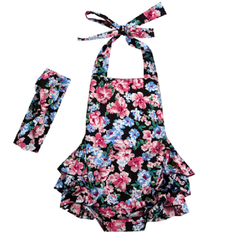 Summer Boutique Wholesale Price Importing Baby Rompers Cotton Baby Clothes with Headband Baby Girls Cotton Fabric Excellent 5pcs