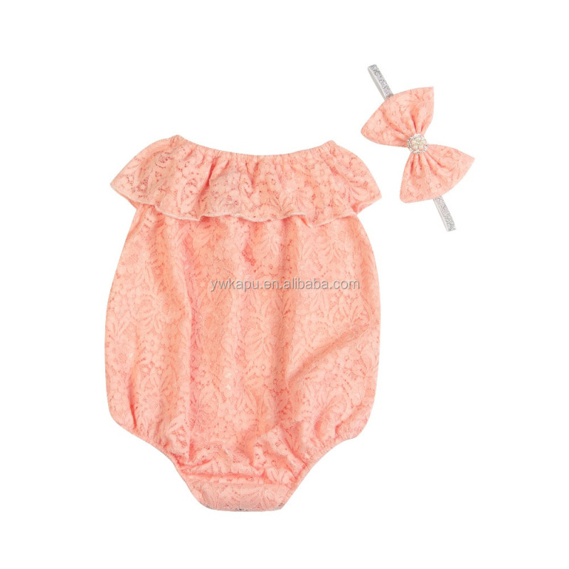 Factory direct wholesale price hot fashion boutique summer clothes girls baby romper with headband